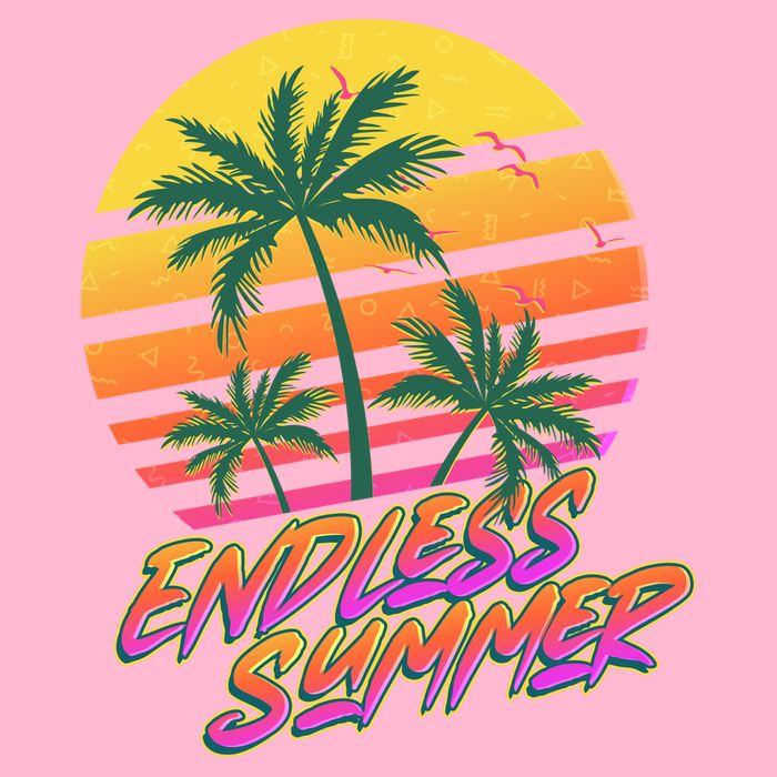 Retro 80s Eighties Tropical Endless Summer Button