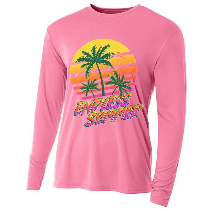 Retro 80s Eighties Tropical Endless Summer Cooling Performance Long Sleeve Crew