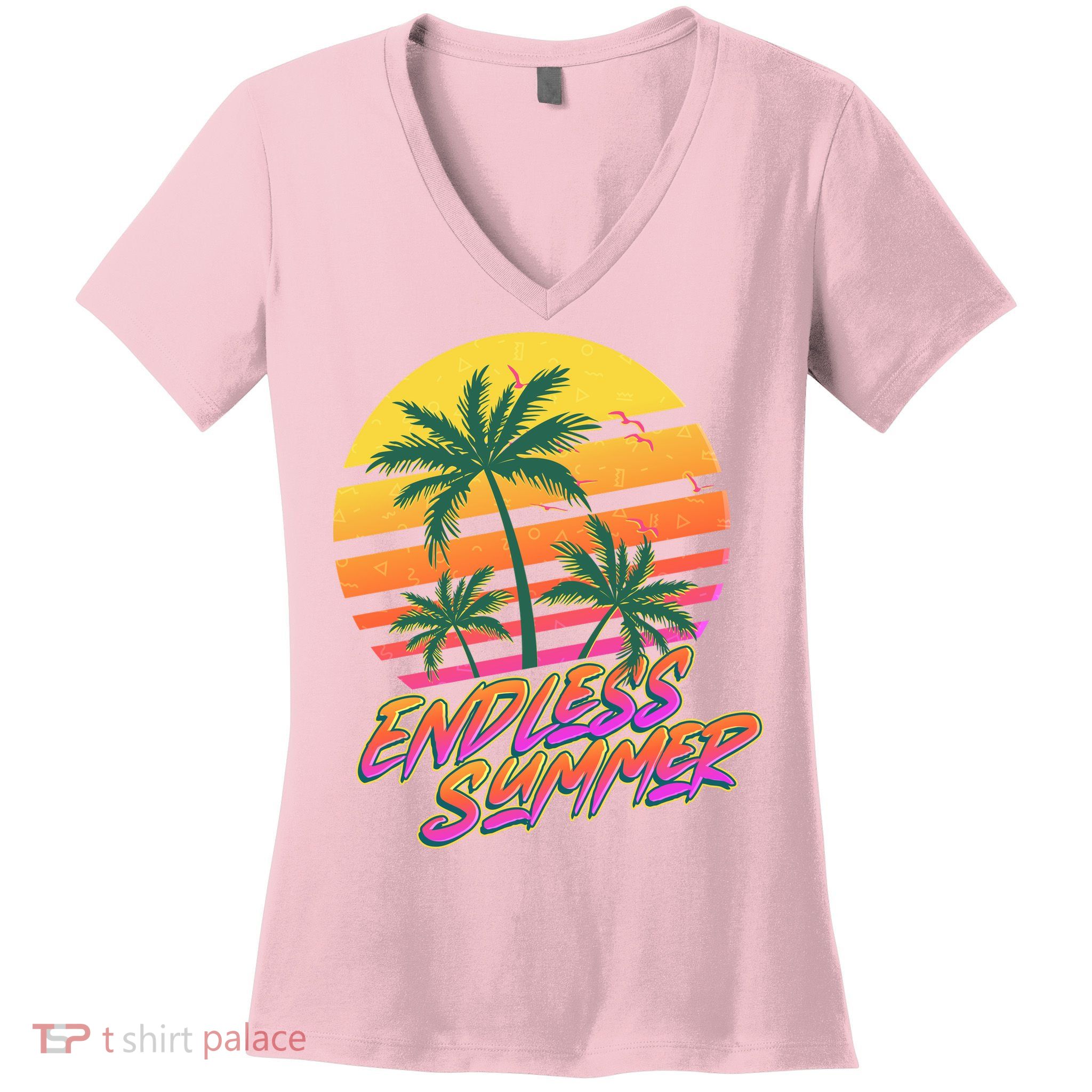 Retro 80s Eighties Tropical Endless Summer Women's V-Neck T-Shirt