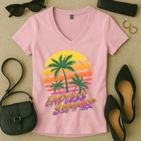 Retro 80s Eighties Tropical Endless Summer Women's V-Neck T-Shirt