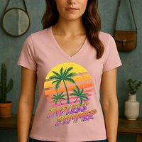 Retro 80s Eighties Tropical Endless Summer Women's V-Neck T-Shirt