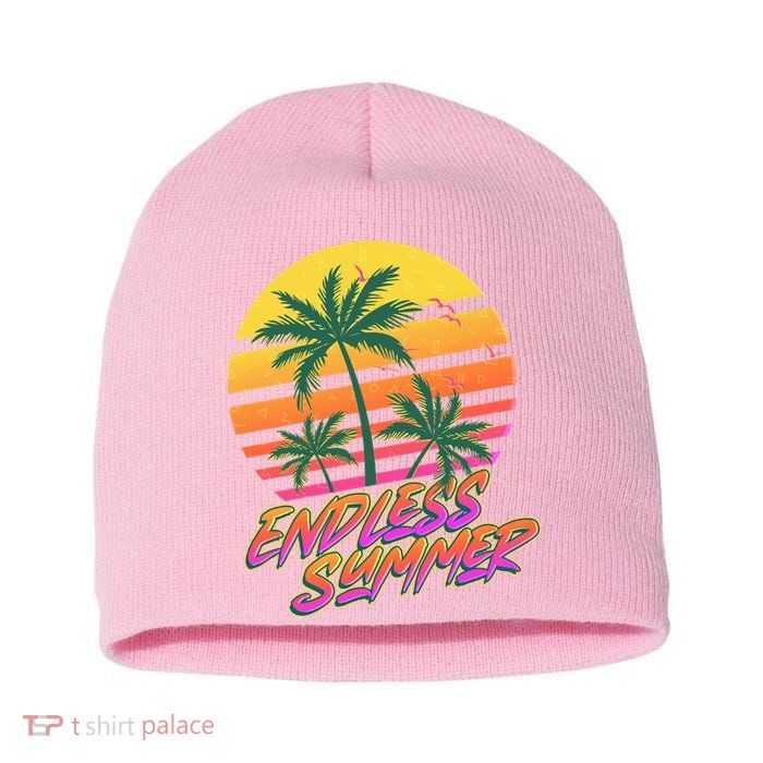 Retro 80s Eighties Tropical Endless Summer Short Acrylic Beanie