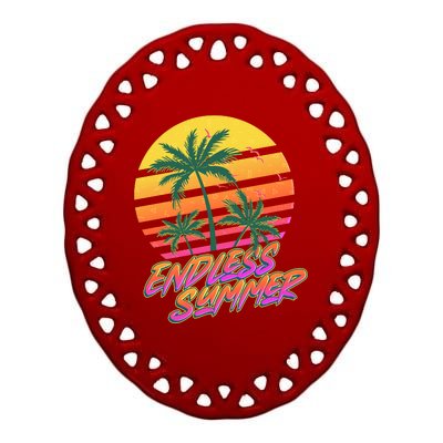 Retro 80s Eighties Tropical Endless Summer Ceramic Oval Ornament