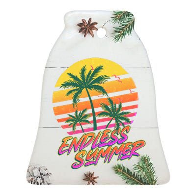 Retro 80s Eighties Tropical Endless Summer Ceramic Bell Ornament