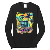 Retro 80s Eighties TRex Dinosaur Surfers Crew Long Sleeve Shirt