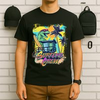 Retro 80s Eighties TRex Dinosaur Surfers Crew T-Shirt