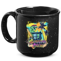 Retro 80s Eighties TRex Dinosaur Surfers Crew 15oz Campfire Ceramic Mug