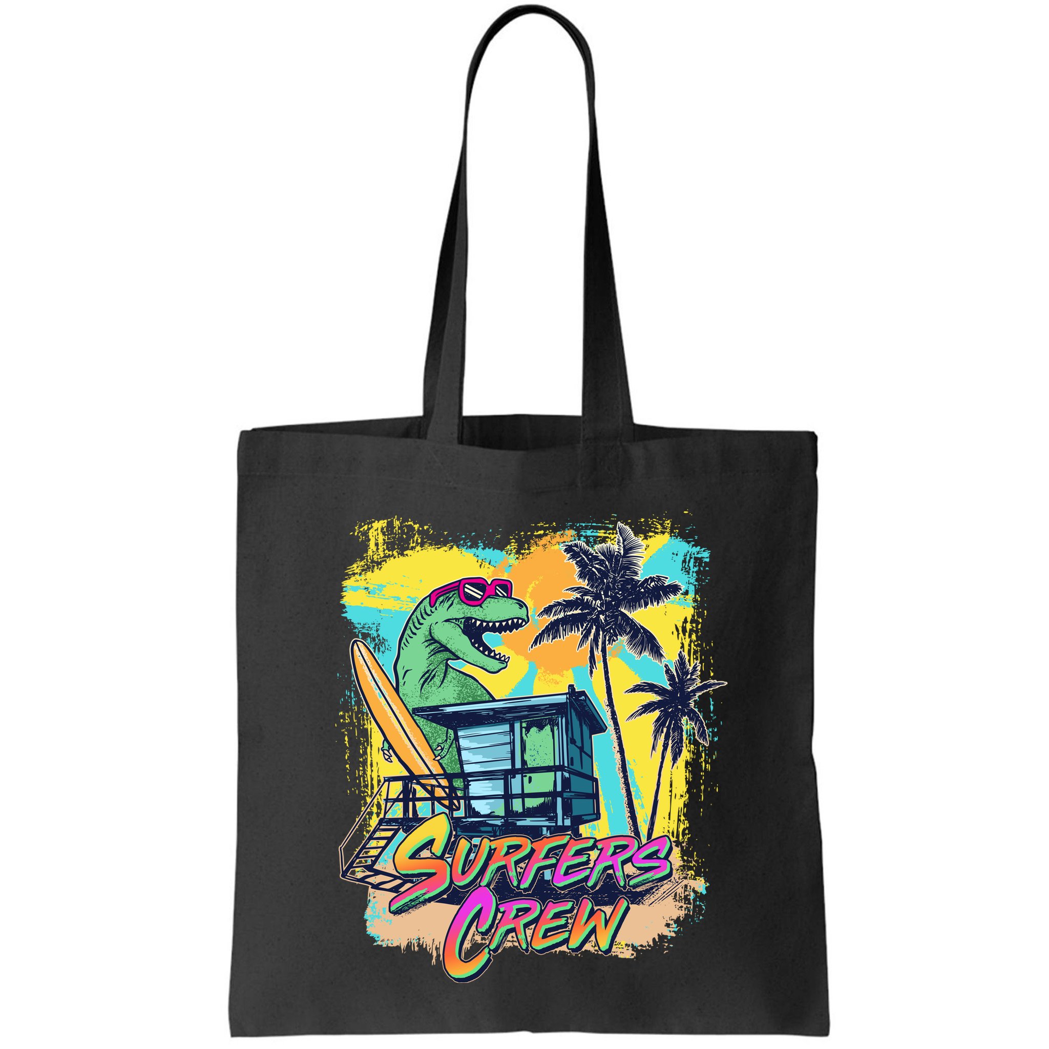 Retro 80s Eighties TRex Dinosaur Surfers Crew Bag