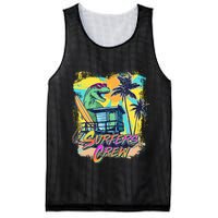 Retro 80s Eighties TRex Dinosaur Surfers Crew Mesh Reversible Basketball Jersey Tank