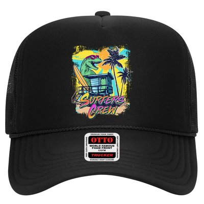 Retro 80s Eighties TRex Dinosaur Surfers Crew Trucker Hat