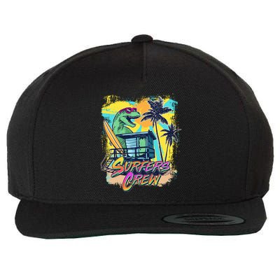 Retro 80s Eighties TRex Dinosaur Surfers Crew Wool Snapback Cap