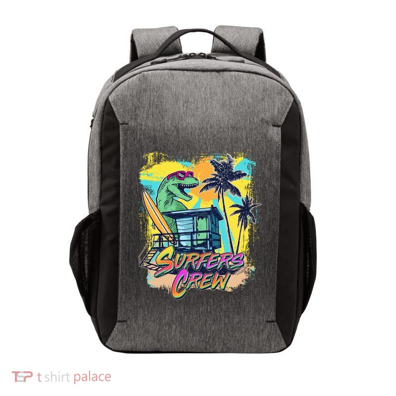 Retro 80s Eighties TRex Dinosaur Surfers Crew Vector Backpack
