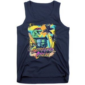 Retro 80s Eighties TRex Dinosaur Surfers Crew Tank Top