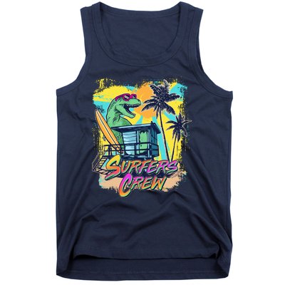 Retro 80s Eighties TRex Dinosaur Surfers Crew Tank Top