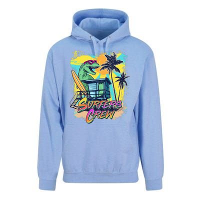 Retro 80s Eighties TRex Dinosaur Surfers Crew Unisex Surf Hoodie