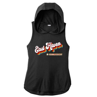 Retro 80s East Haven Connecticut Ct Ladies PosiCharge Tri-Blend Wicking Draft Hoodie Tank