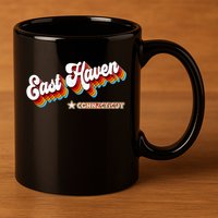 Retro 80s East Haven Connecticut Ct 11oz C Handle Ceramic Mug