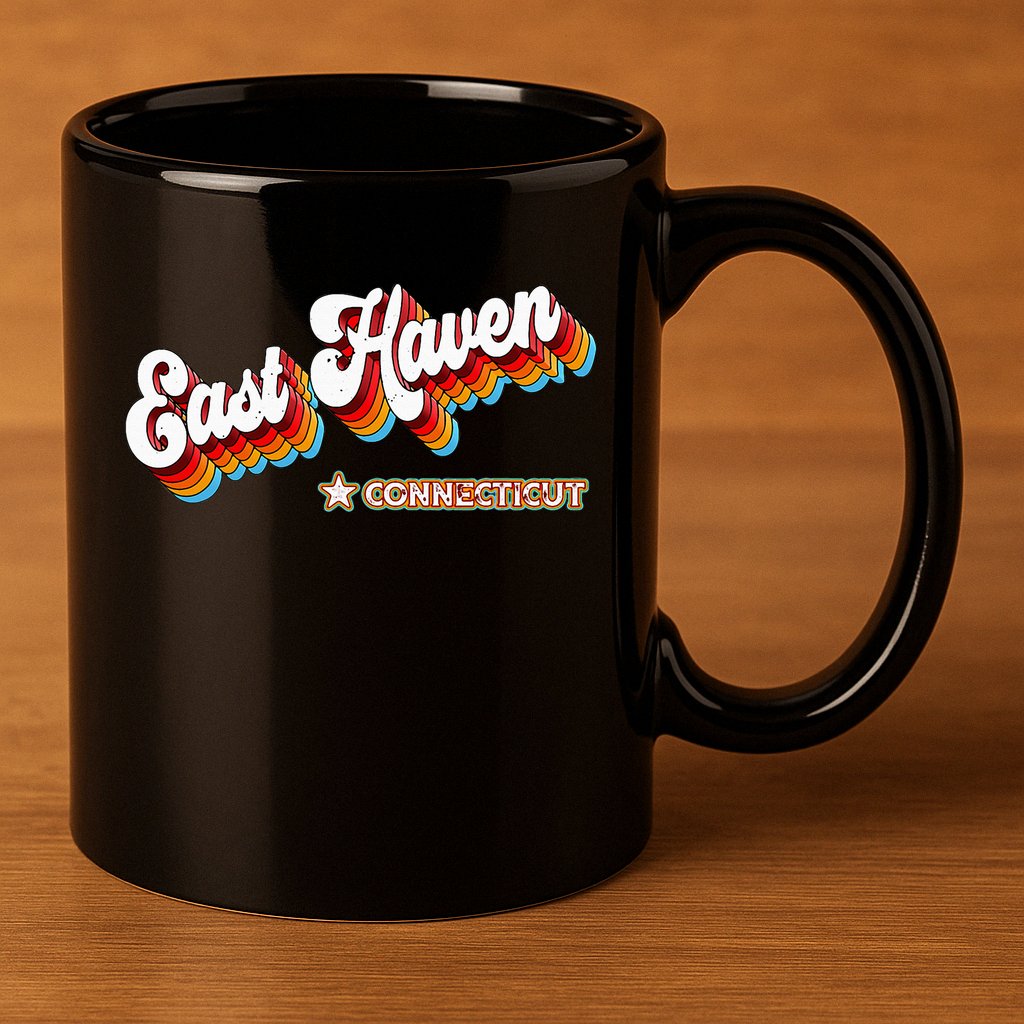 Retro 80s East Haven Connecticut Ct 11oz C Handle Ceramic Mug
