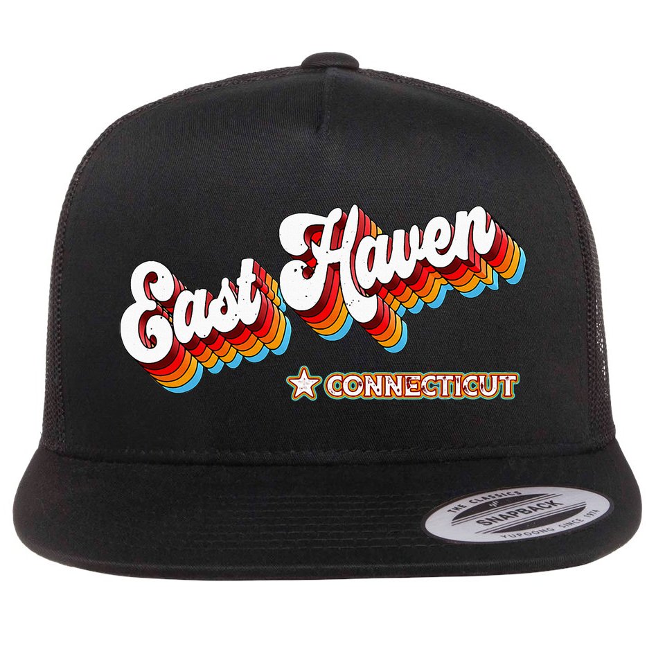 Retro 80s East Haven Connecticut Ct Flat Bill Trucker Hat