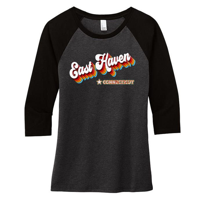 Retro 80s East Haven Connecticut Ct Women's Tri-Blend 3/4-Sleeve Raglan Shirt