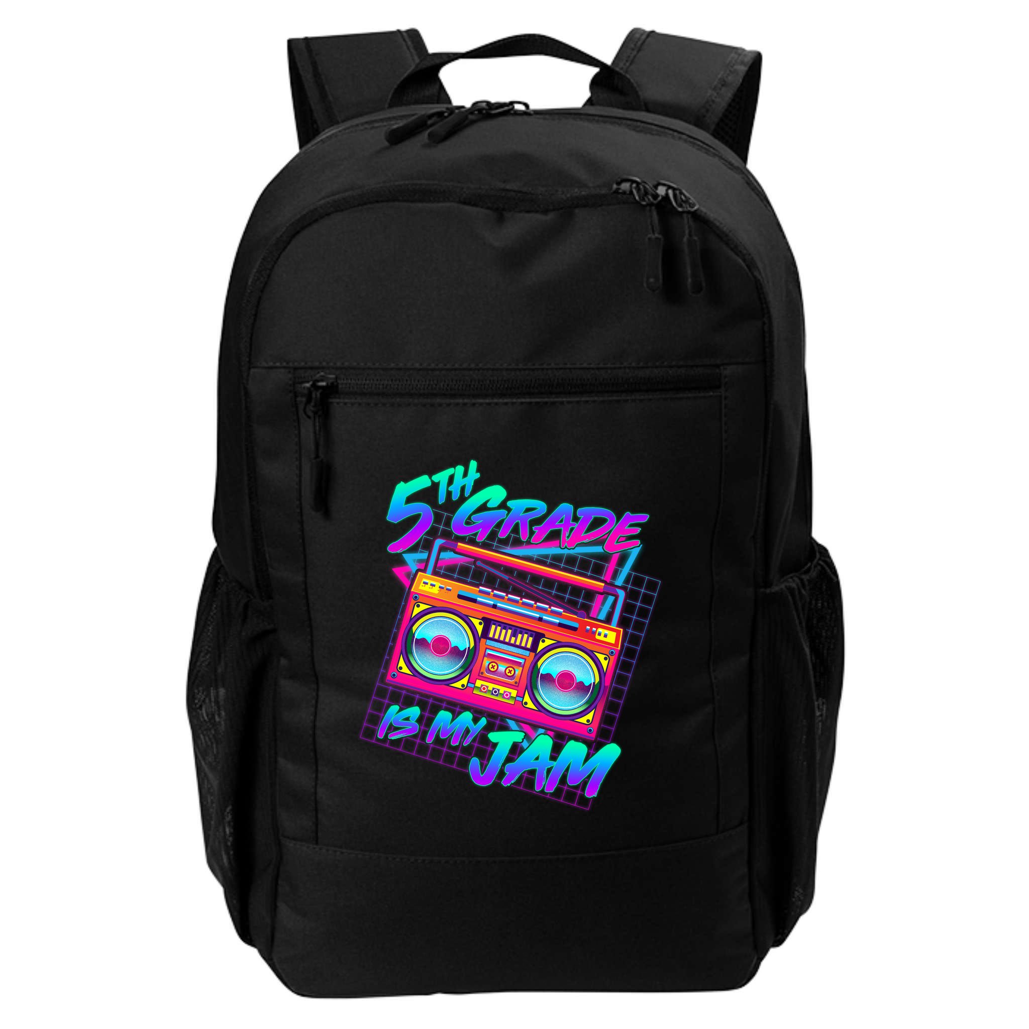Retro 80's Fifth Grade Is My Jam Neon Boombox Backpack