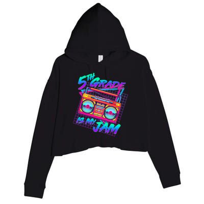 Retro 80's Fifth Grade Is My Jam Neon Boombox Crop Fleece Hoodie