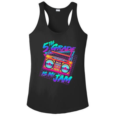 Retro 80's Fifth Grade Is My Jam Neon Boombox Ladies PosiCharge Competitor Racerback Tank