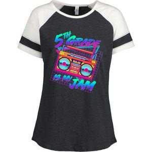 Retro 80's Fifth Grade Is My Jam Neon Boombox Enza Ladies Jersey Colorblock Tee