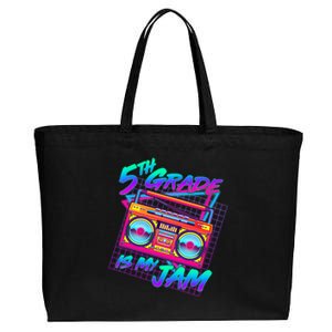 Retro 80's Fifth Grade Is My Jam Neon Boombox Cotton Canvas Jumbo Tote