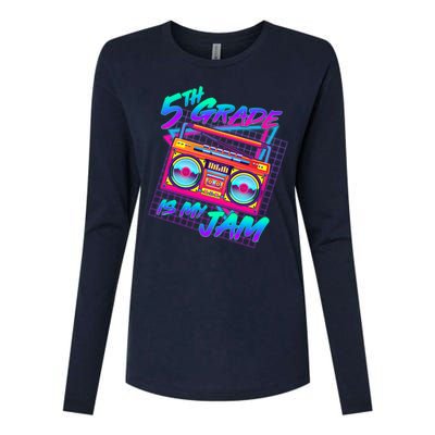 Retro 80's Fifth Grade Is My Jam Neon Boombox Womens Cotton Relaxed Long Sleeve T-Shirt