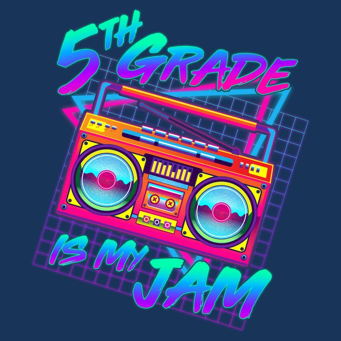 Retro 80's Fifth Grade Is My Jam Neon Boombox Cooling Performance Crew T-Shirt