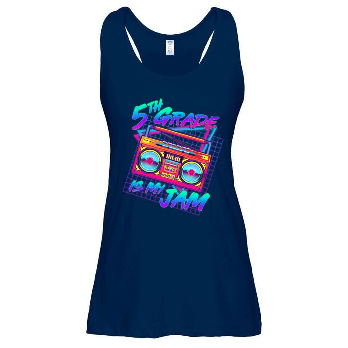 Retro 80's Fifth Grade Is My Jam Neon Boombox Ladies Essential Flowy Tank