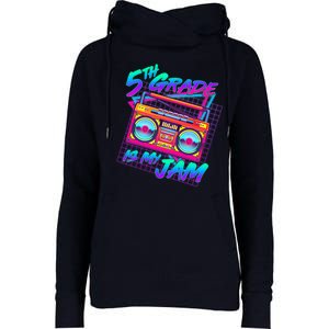 Retro 80's Fifth Grade Is My Jam Neon Boombox Womens Funnel Neck Pullover Hood