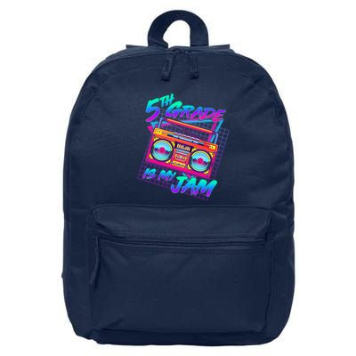 Retro 80's Fifth Grade Is My Jam Neon Boombox 16 in Basic Backpack