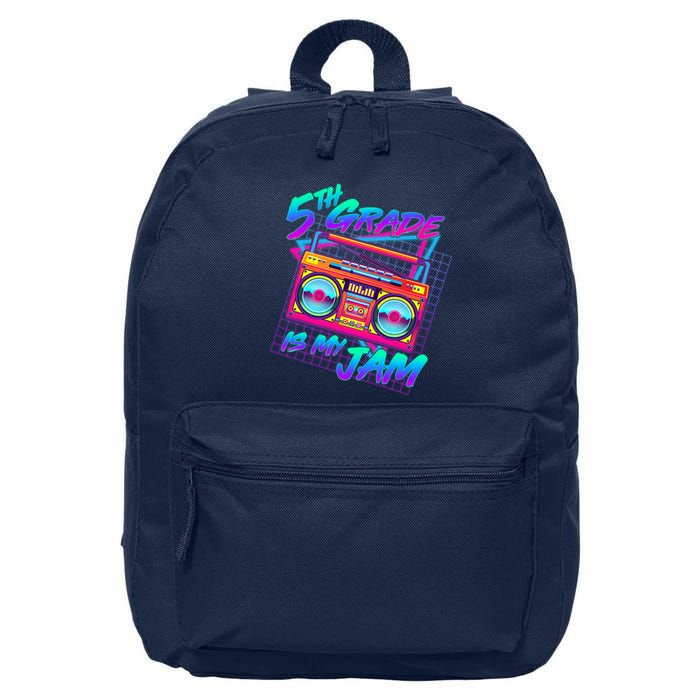 Retro 80's Fifth Grade Is My Jam Neon Boombox 16 in Basic Backpack