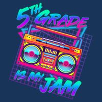 Retro 80's Fifth Grade Is My Jam Neon Boombox 16 in Basic Backpack