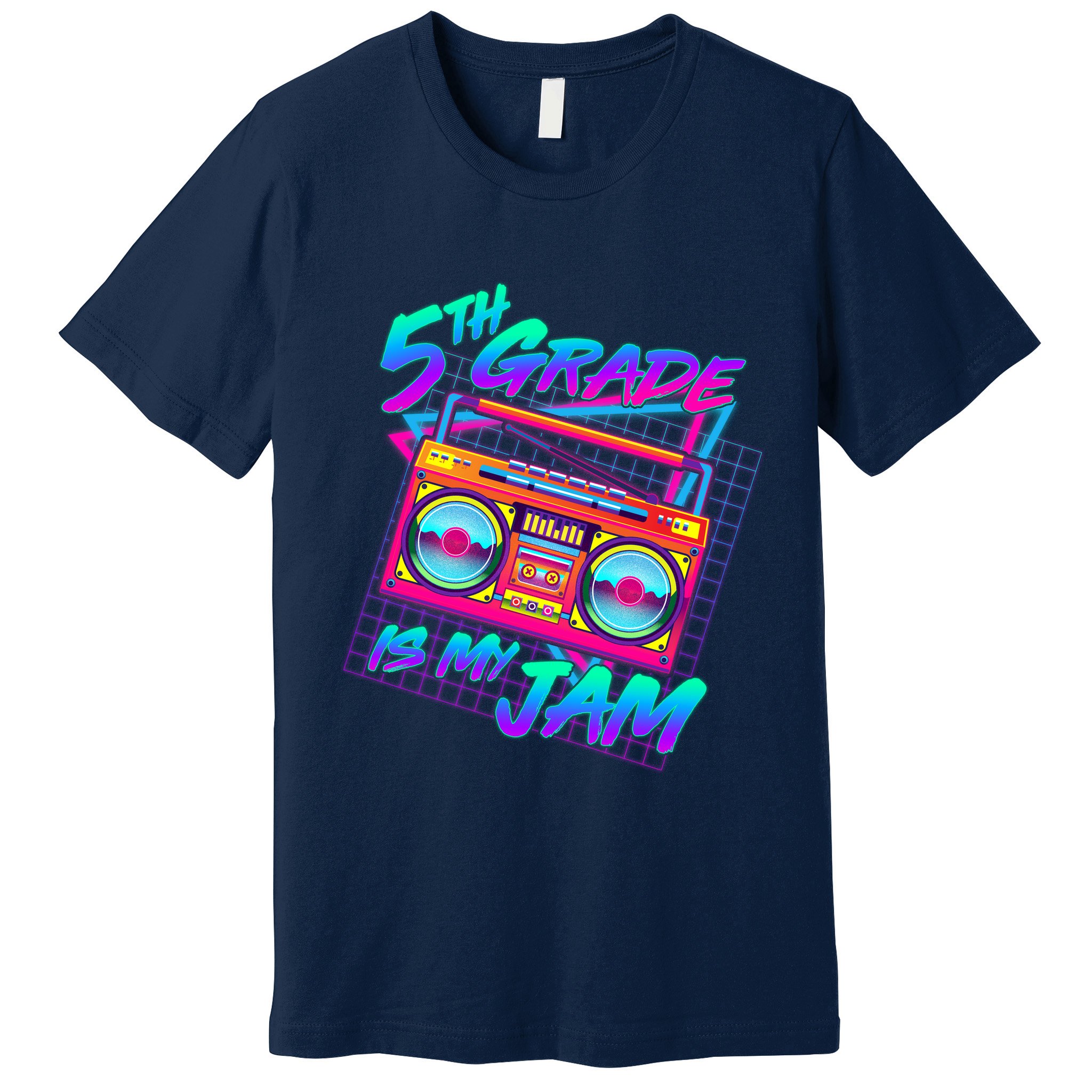 Retro 80's Fifth Grade Is My Jam Neon Boombox Premium T-Shirt