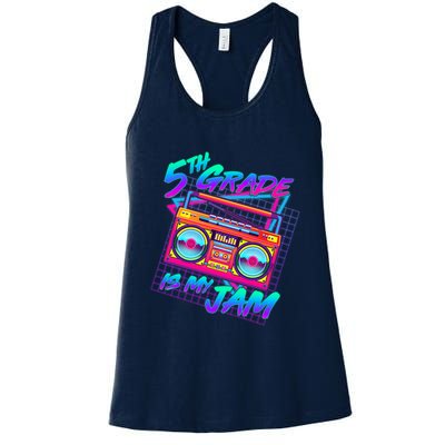 Retro 80's Fifth Grade Is My Jam Neon Boombox Womens Tank Top