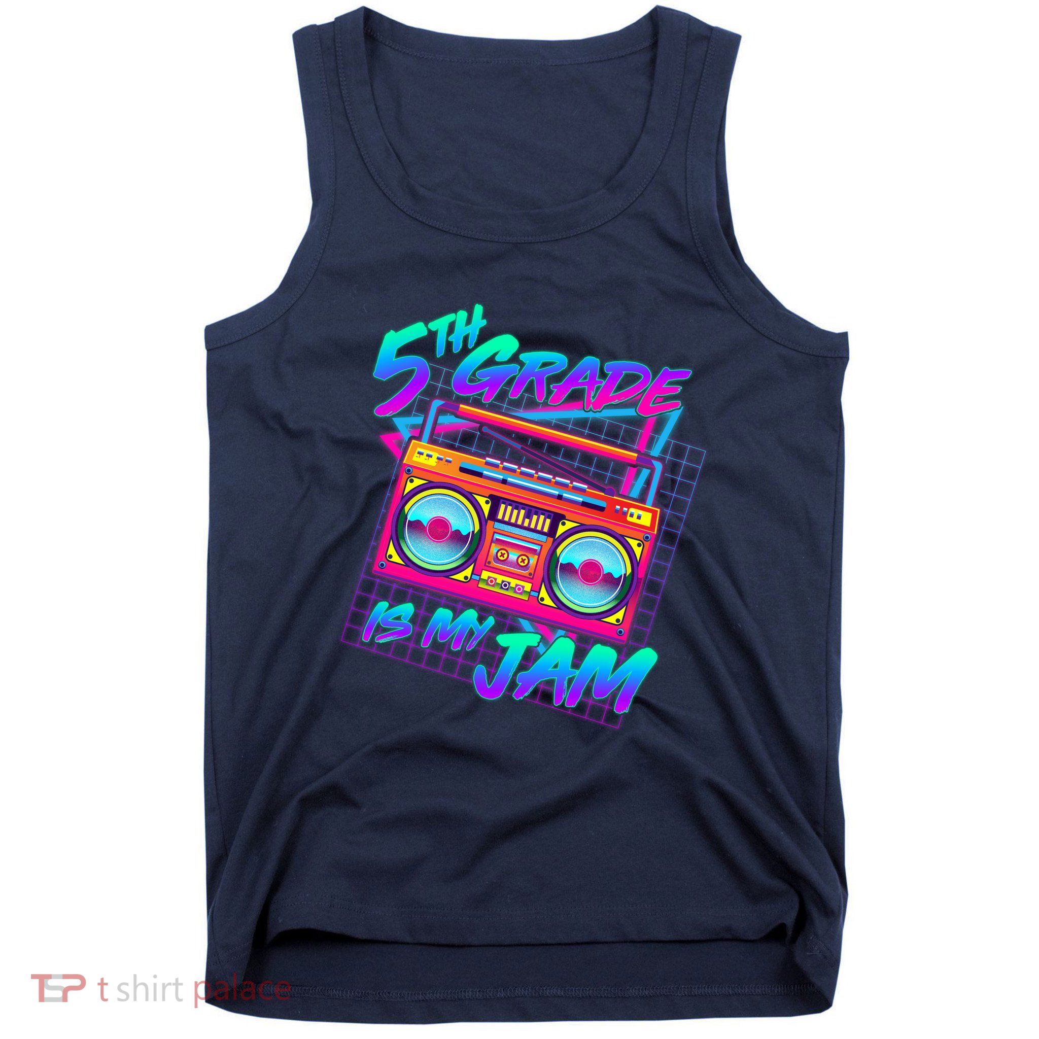 Retro 80's Fifth Grade Is My Jam Neon Boombox Tank Top