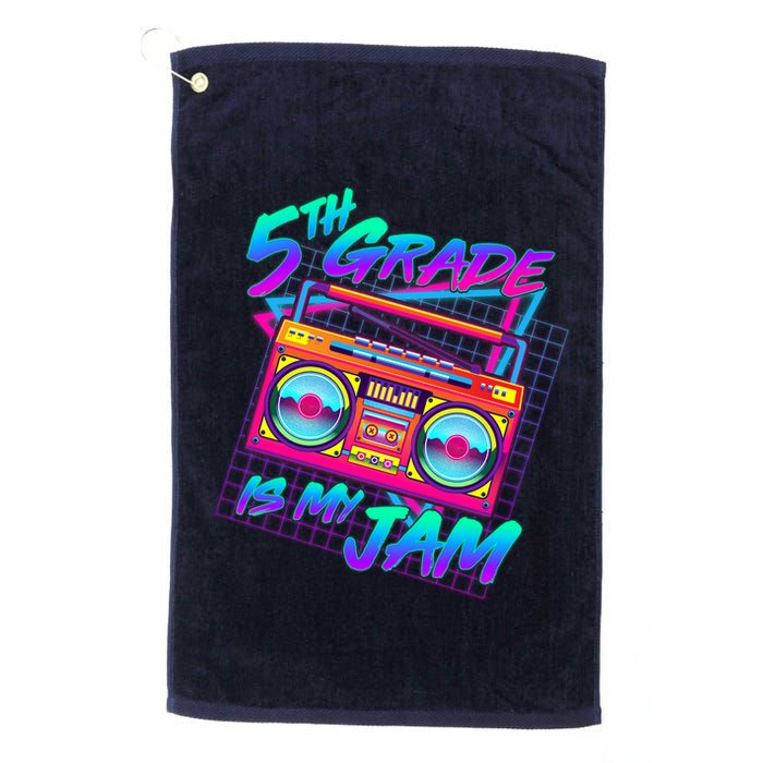Retro 80's Fifth Grade Is My Jam Neon Boombox Golf Towel