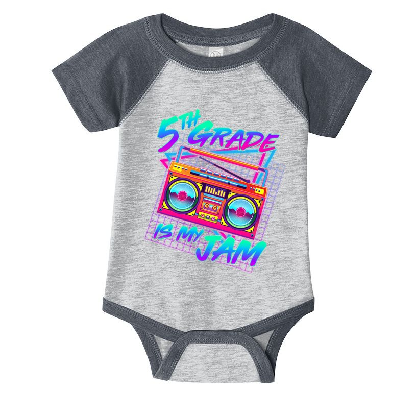 Retro 80's Fifth Grade Is My Jam Neon Boombox Infant Baby Jersey Bodysuit