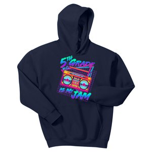 Retro 80's Fifth Grade Is My Jam Neon Boombox Kids Hoodie