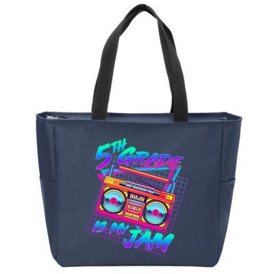 Retro 80's Fifth Grade Is My Jam Neon Boombox Zip Tote Bag
