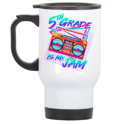 Retro 80's Fifth Grade Is My Jam Neon Boombox Stainless Steel Travel Mug