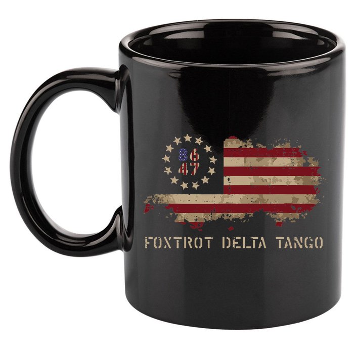 Resist 8647 Foxtrot Delta Tango USA Flag Protest Women 11oz C Handle Ceramic Mug