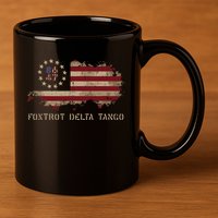Resist 8647 Foxtrot Delta Tango USA Flag Protest Women 11oz C Handle Ceramic Mug