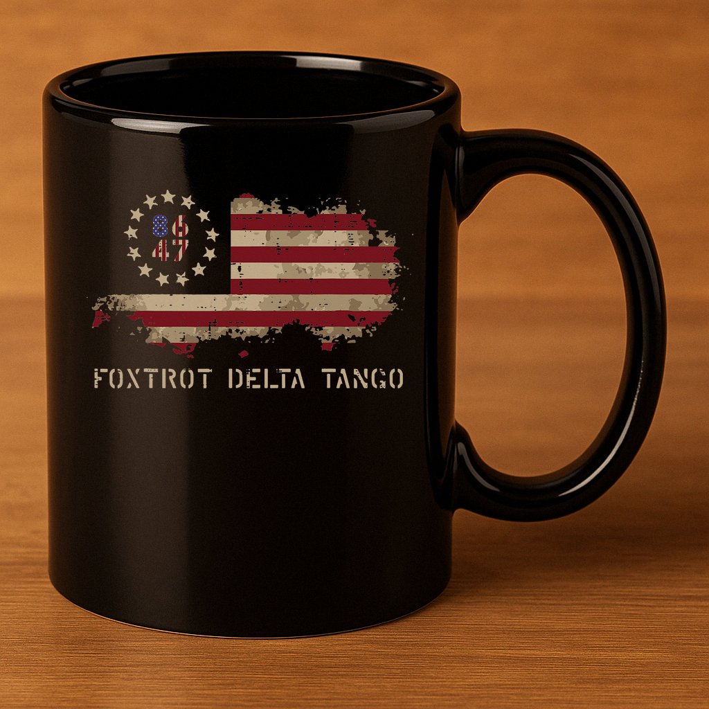 Resist 8647 Foxtrot Delta Tango USA Flag Protest Women 11oz C Handle Ceramic Mug