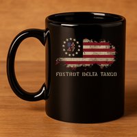 Resist 8647 Foxtrot Delta Tango USA Flag Protest Women 11oz C Handle Ceramic Mug