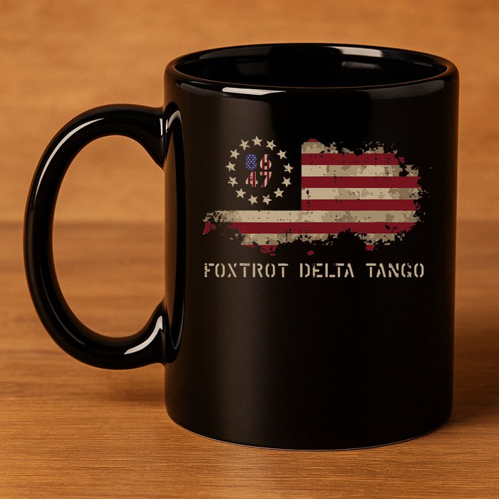 Resist 8647 Foxtrot Delta Tango USA Flag Protest Women 11oz C Handle Ceramic Mug
