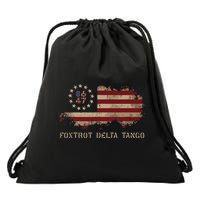 Resist 8647 Foxtrot Delta Tango USA Flag Protest Women Drawstring Bag